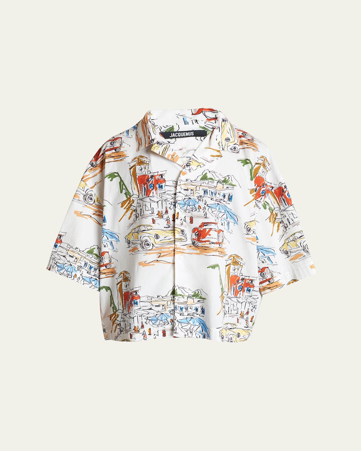 Mens Oversized Graphic Camp Shirt Product Image