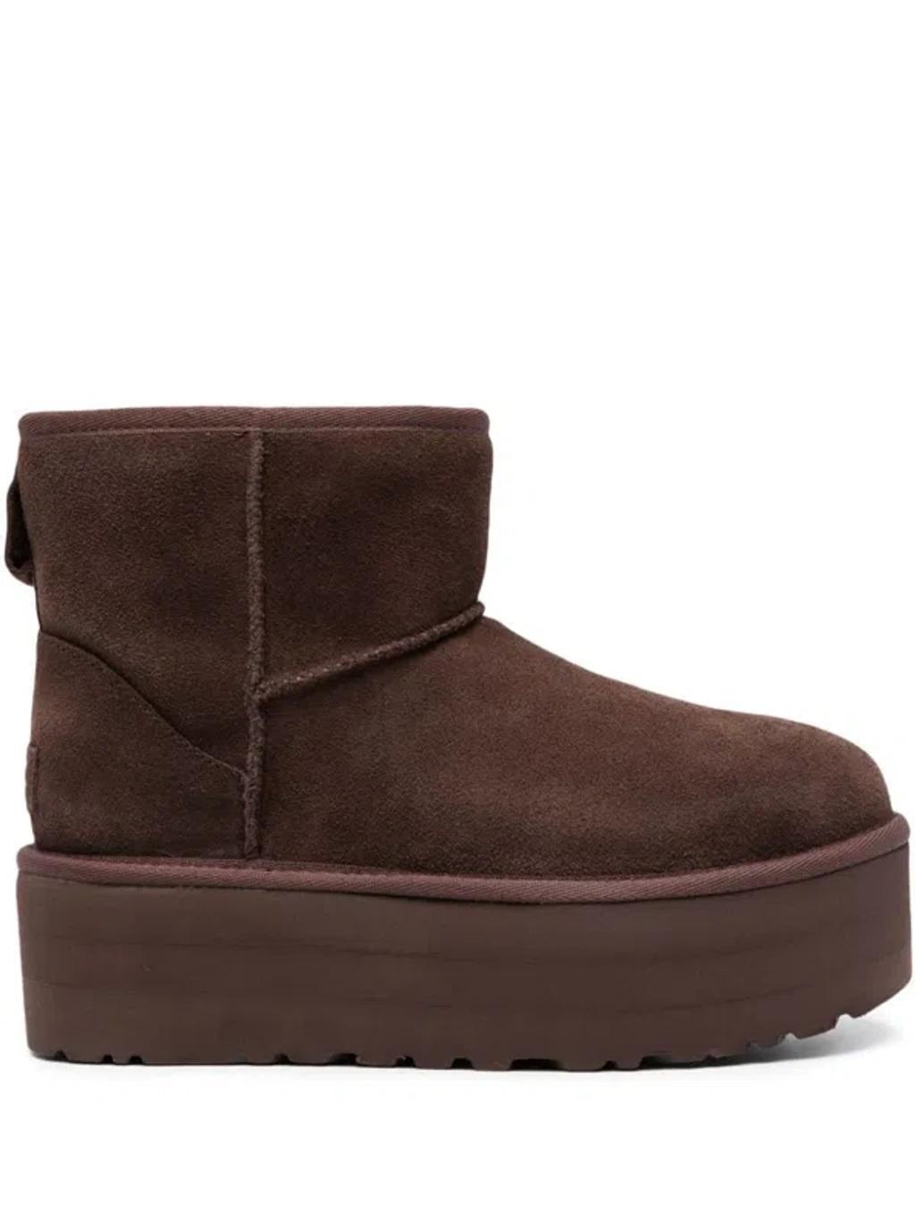 Classic Mini Suede Platform Boots In Brown product image