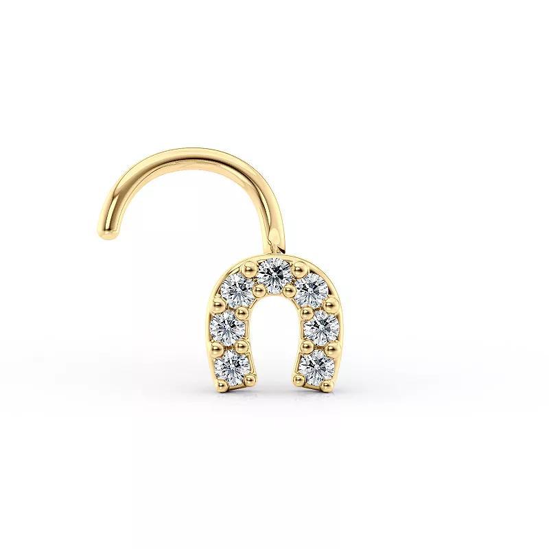 Lila Moon 14k Gold Cubic Zirconia Curved Horseshoe Nose Stud, Womens Product Image