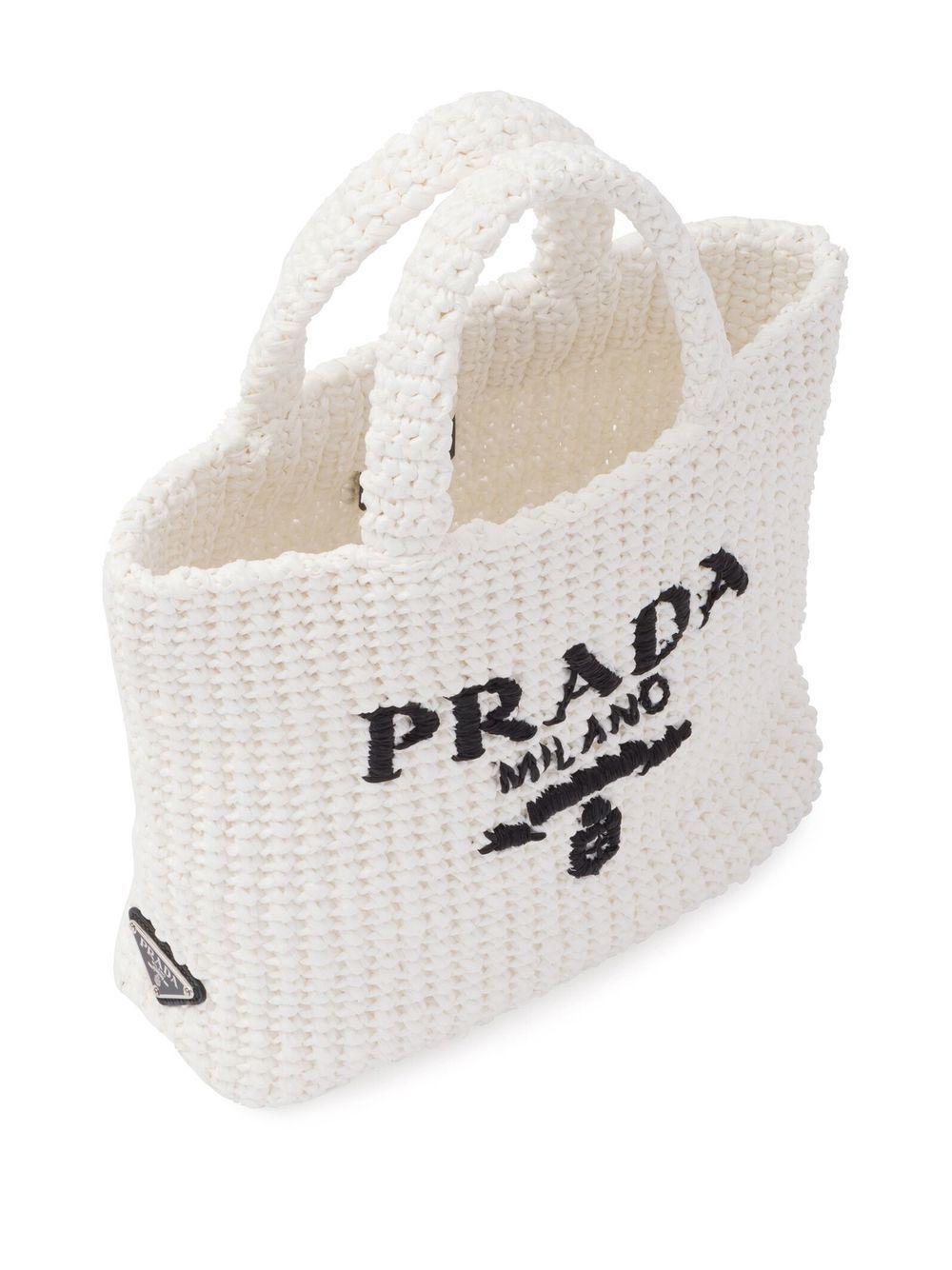 PRADA Small Raffia Tote Bag In F0e18 Alabastro Product Image