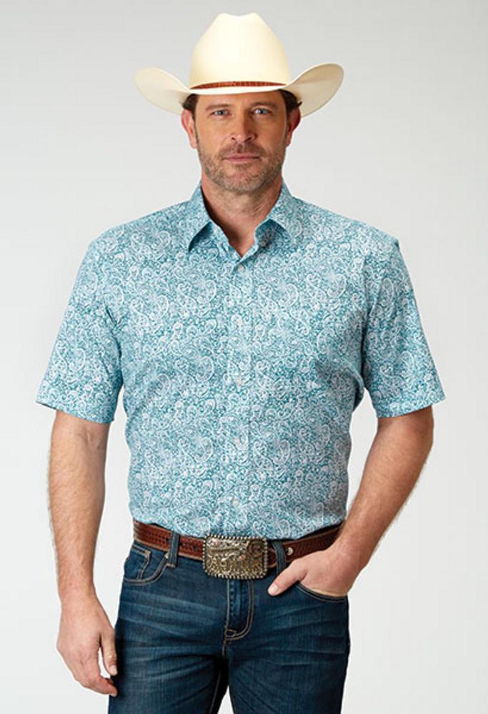 Roper® Men's S/S Teal Paisley Button Shirt Product Image