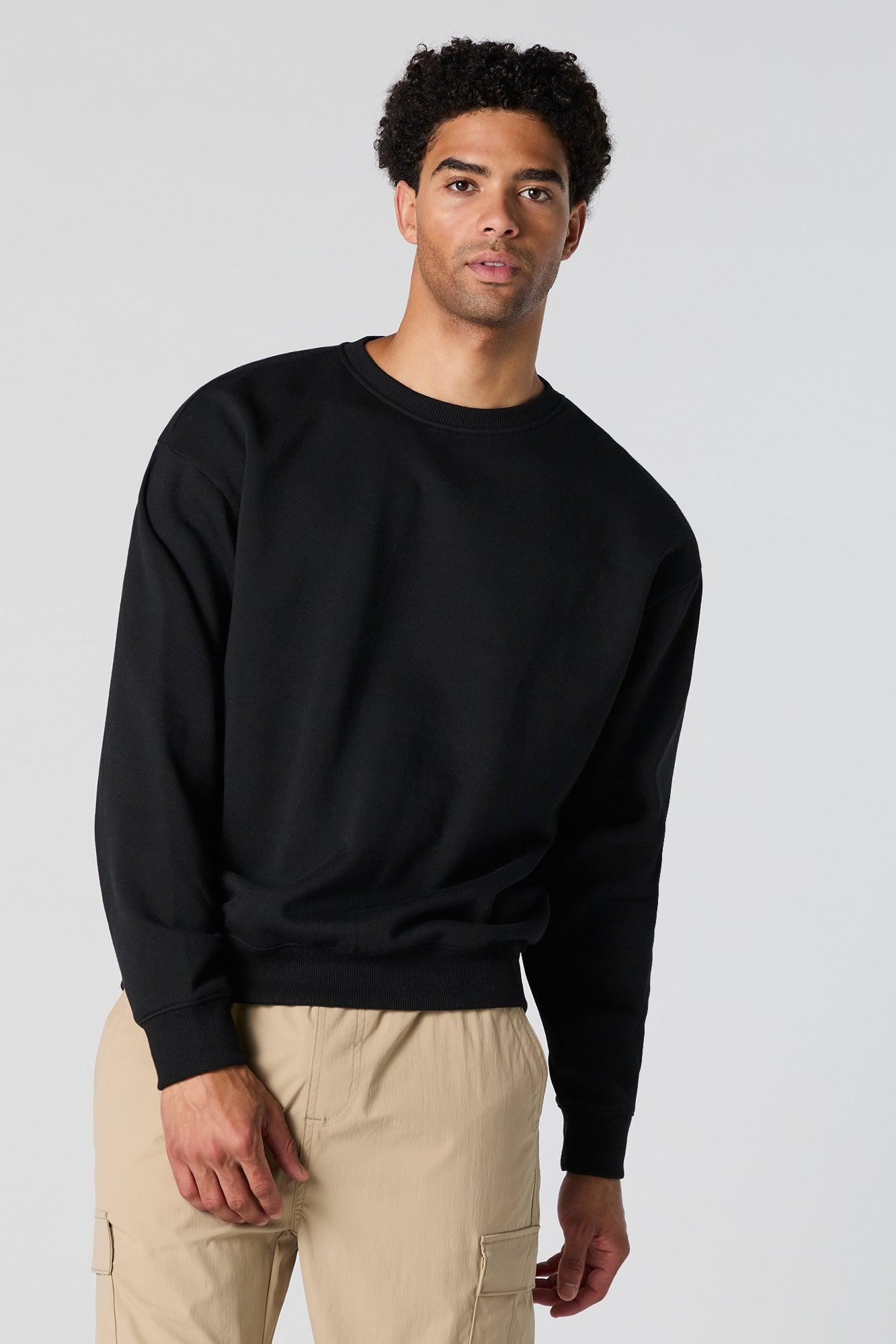 Solid Fleece Crewneck Sweatshirt Male Product Image