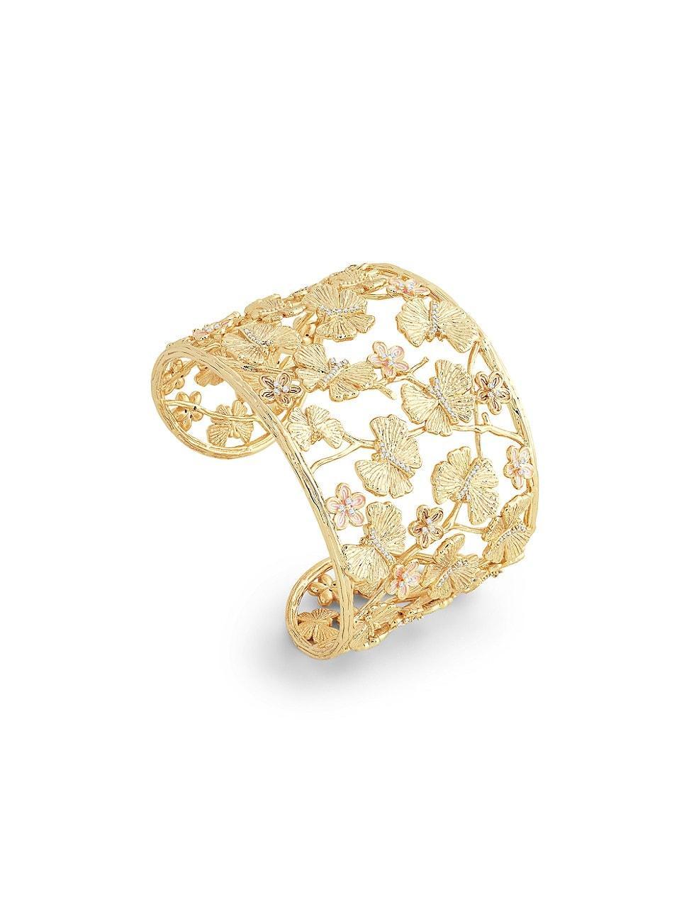 Womens Butterfly 18K-Gold-Plated & Cubic Zirconia Cuff Product Image