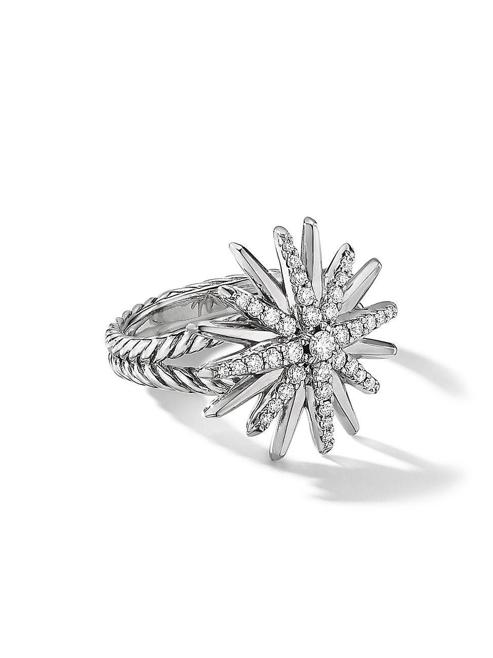 Womens Starburst Ring In Sterling Silver Product Image