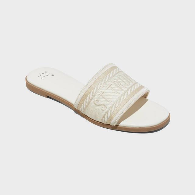 Womens Nat Slide Sandals - A New Day Cream 7 Product Image