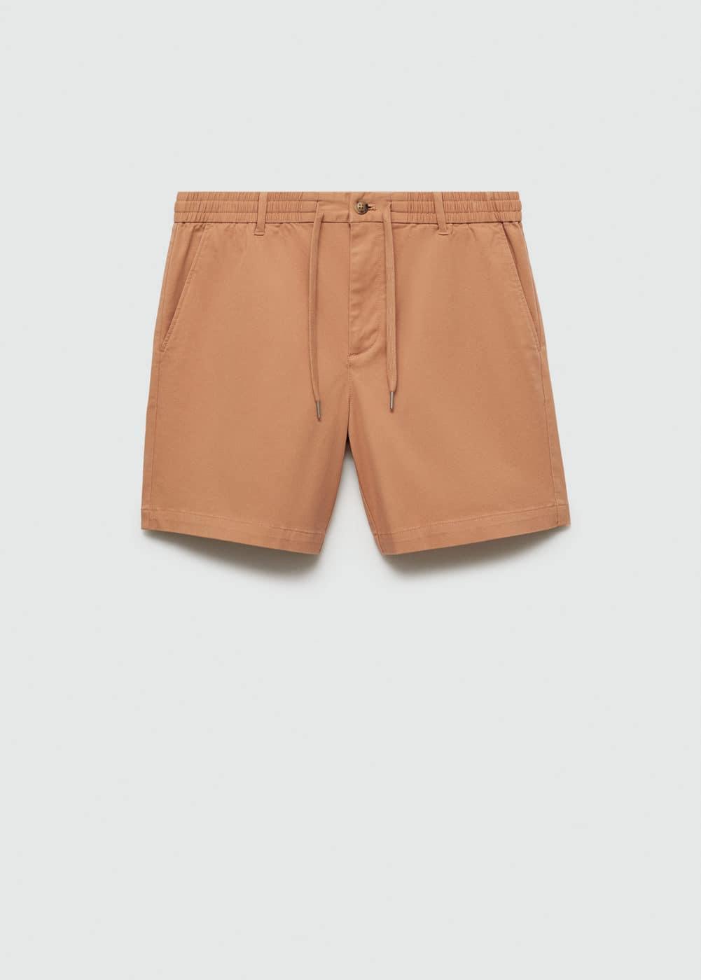 Mango Mens Drawstring Detail Cotton Shorts Product Image