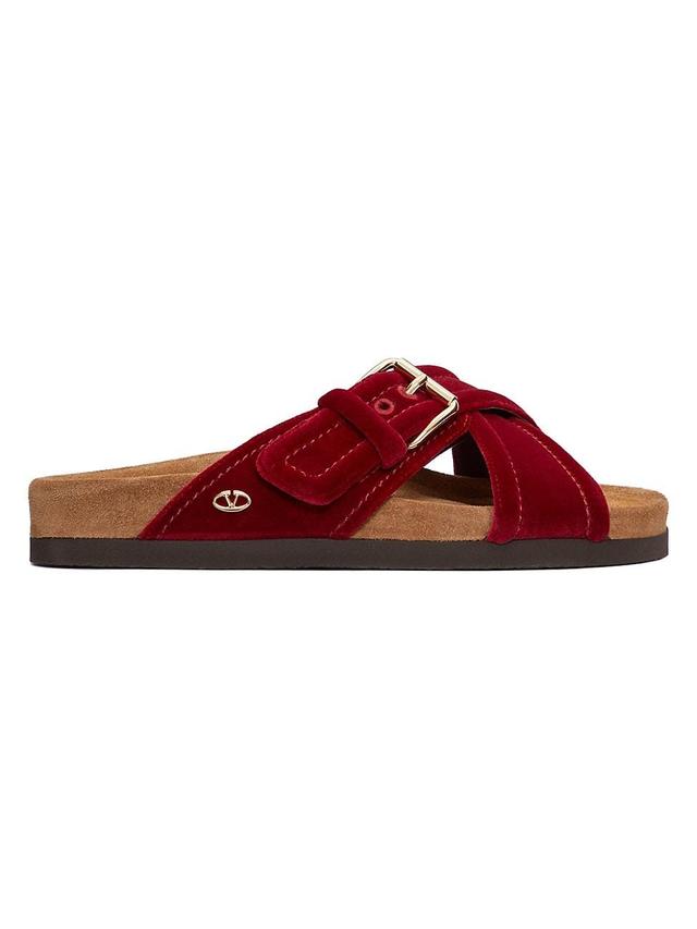 Anywhere Crisscross Buckle Slide Sandals In Red Product Image