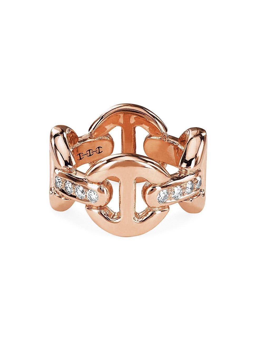 Womens Dame 18K Rose Gold & 0.31 TCW Diamond Tri-Link Ring Product Image