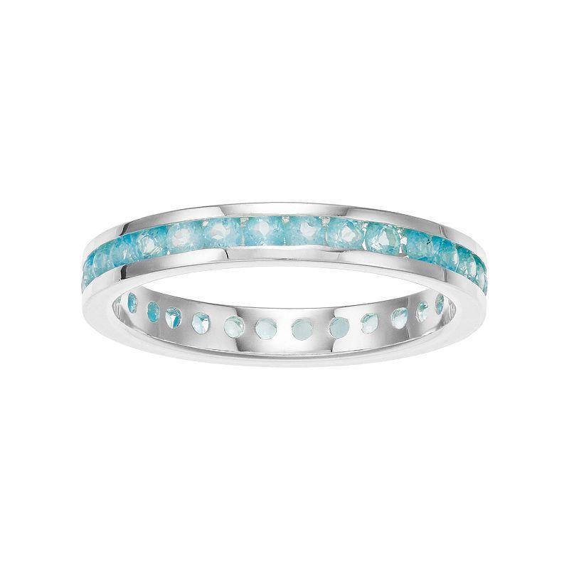 Traditions Sterling Silver Channel-Set Apatite Birthstone Ring, Womens, Size: 10, Blue Product Image