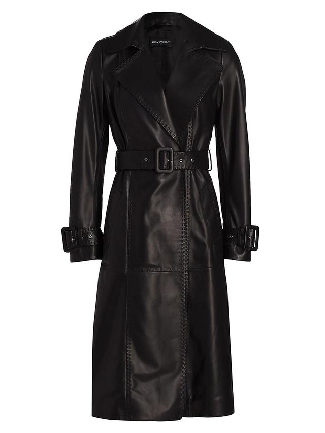 Womens Maximilian Leather Buckle-Cuff Trench Coat Product Image