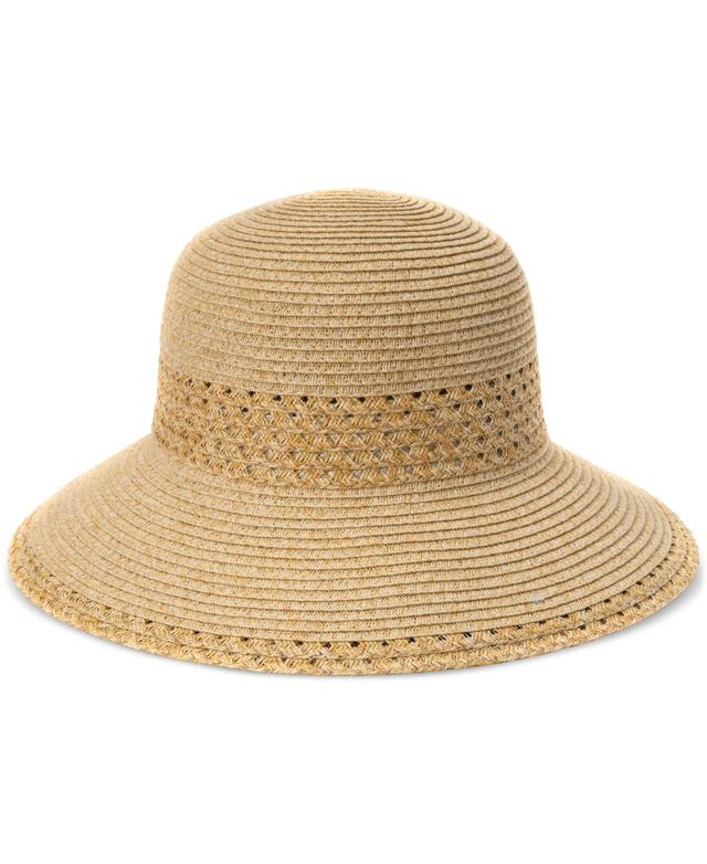 Giani Bernini Womens Open Inset Band Straw Cloche Hat Product Image