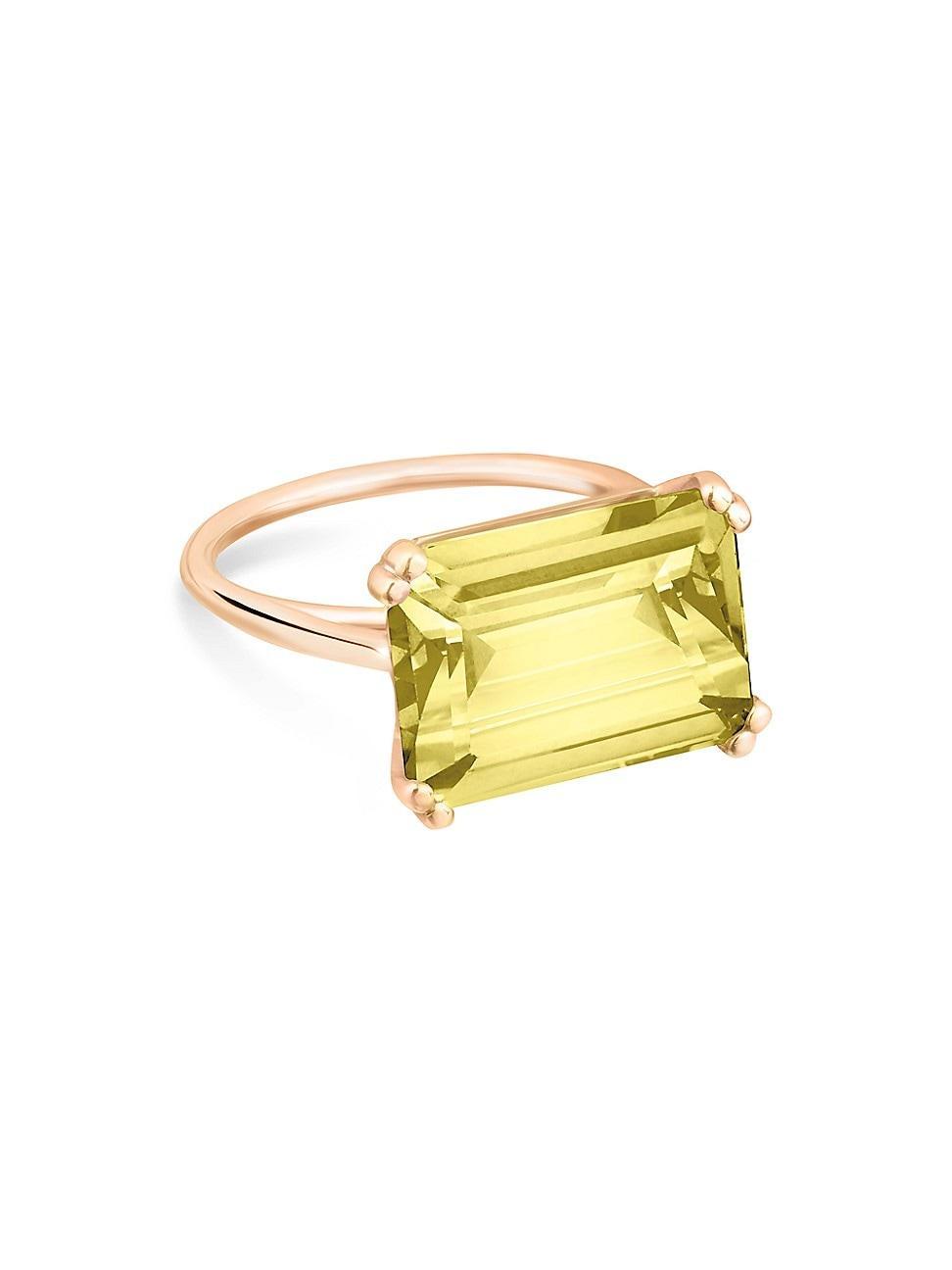 Womens 18K Rose Gold & Lemon Quartz Cocktail Ring Product Image