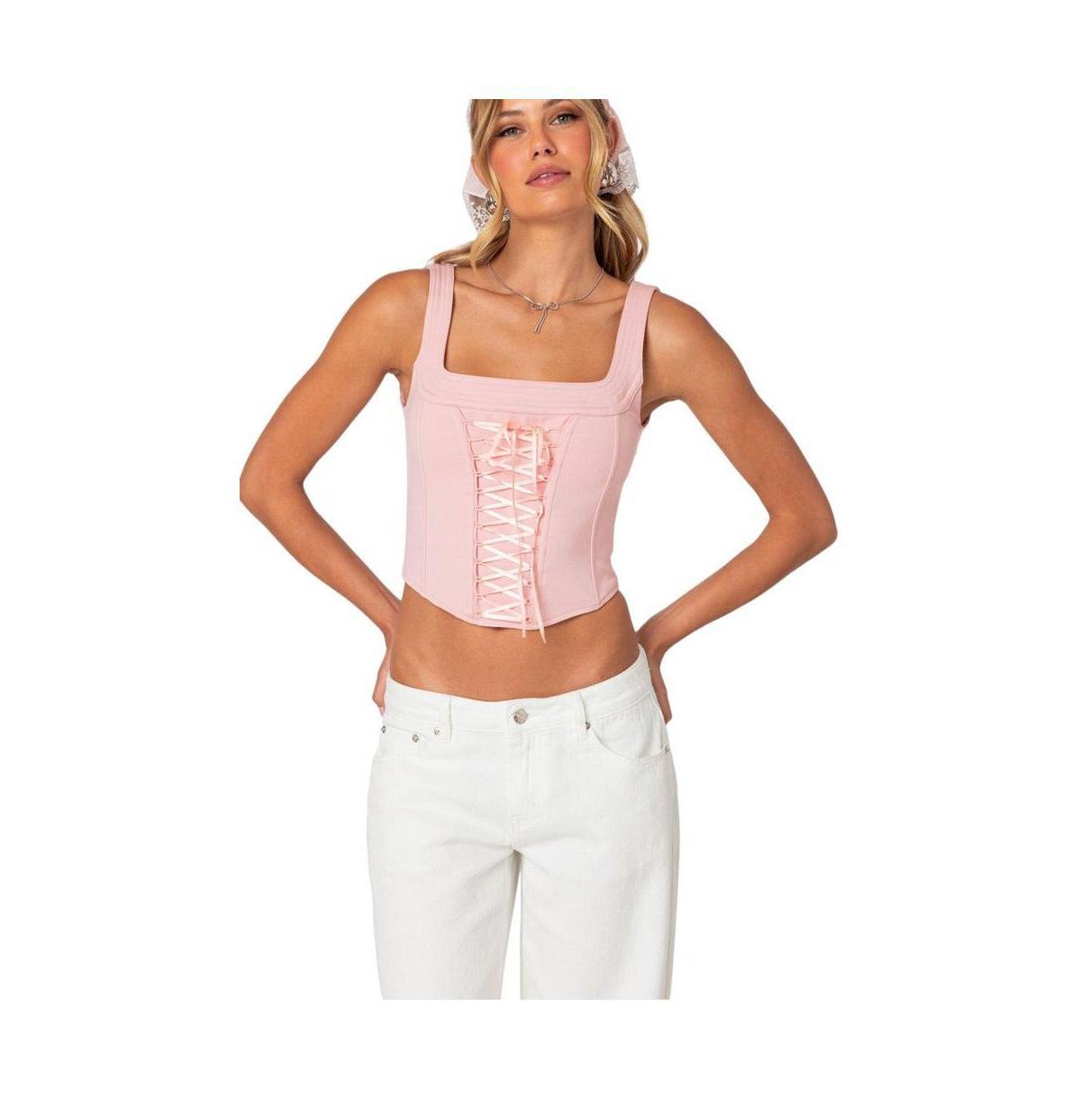 Edikted Womens Ballet Baby Lace Up Corset Top Product Image