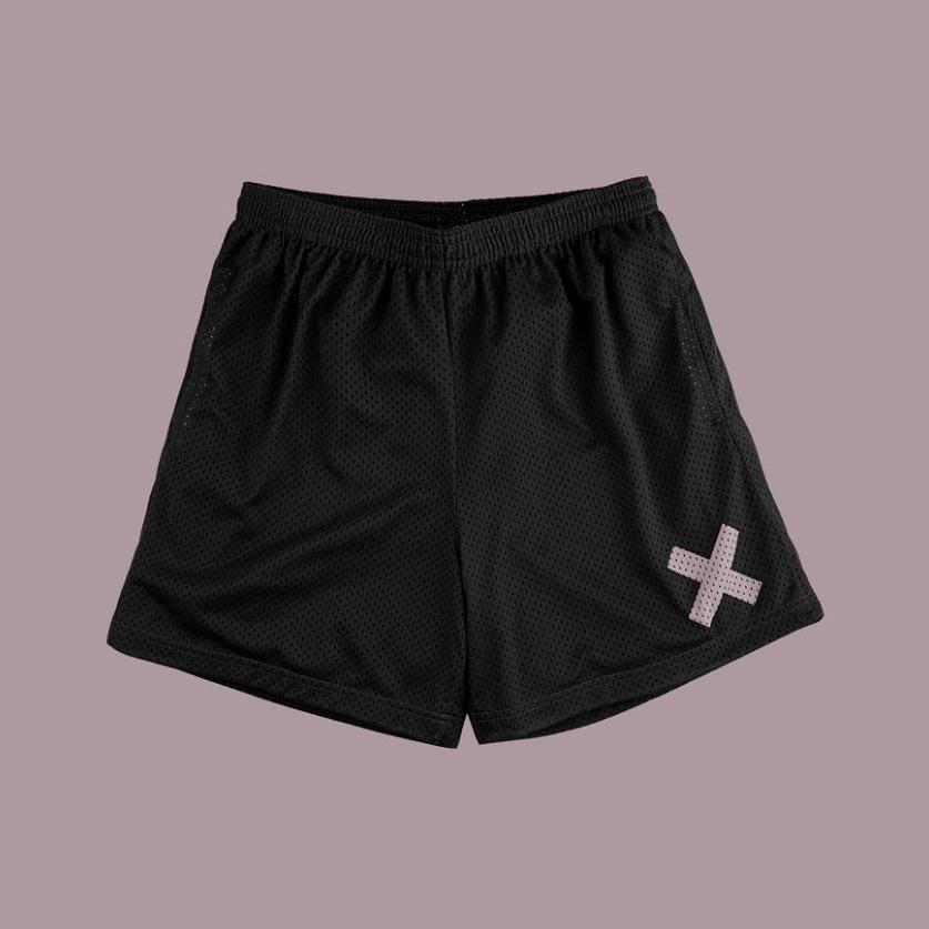 Sopula Simple Cross Print Mesh Shorts Product Image