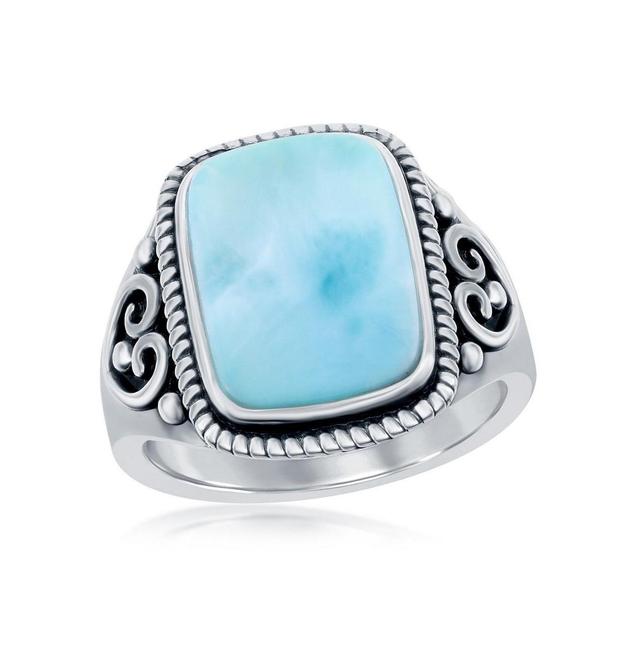 Sterling Silver Larimar Rectangle Ring, Womens Product Image