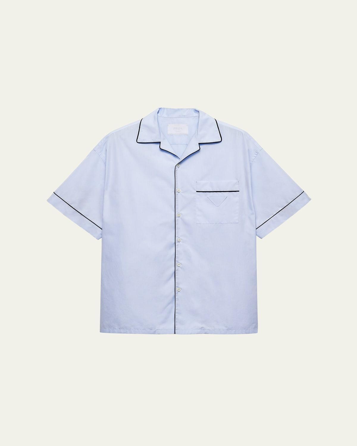 Mens Short-Sleeved Cotton Shirt Product Image