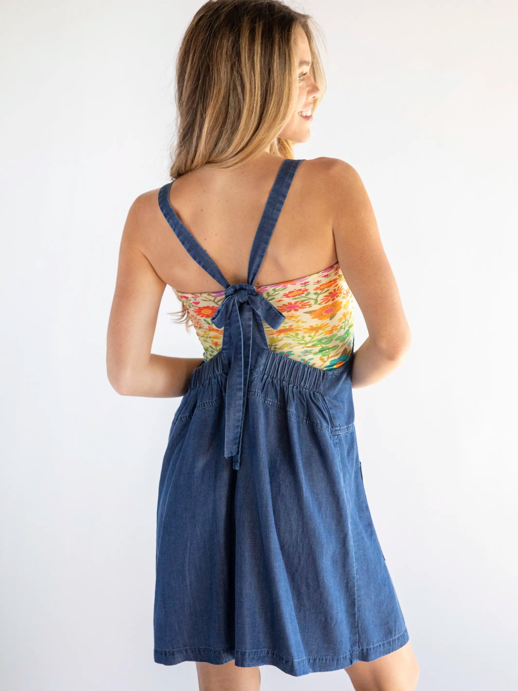 Dakota Tie-Back Mini Dress - Denim Blue Product Image