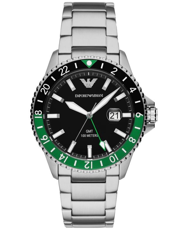 Emporio Armani Mens Gmt Dual Time Stainless Steel Bracelet Watch 42mm Product Image