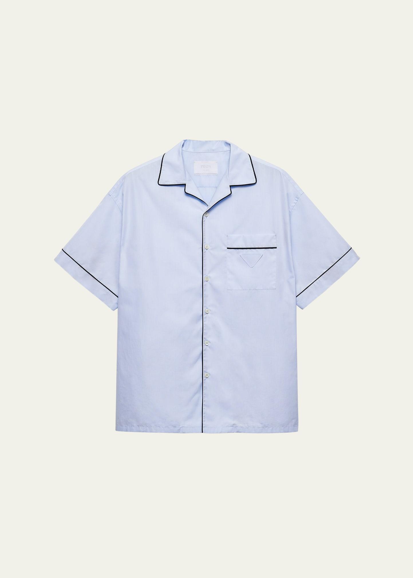 Mens Short-Sleeved Cotton Shirt Product Image