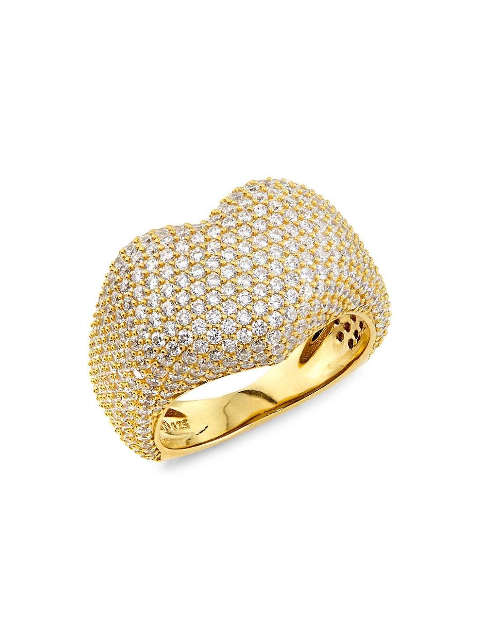 Womens Puffy Heart 18K Gold-Plated & Cubic Zirconia Ring Product Image