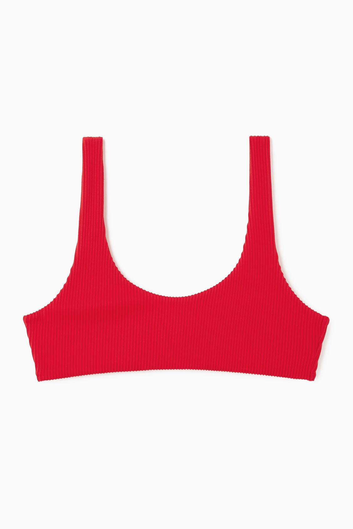 SCOOP-NECK RIBBED BIKINI TOP Product Image