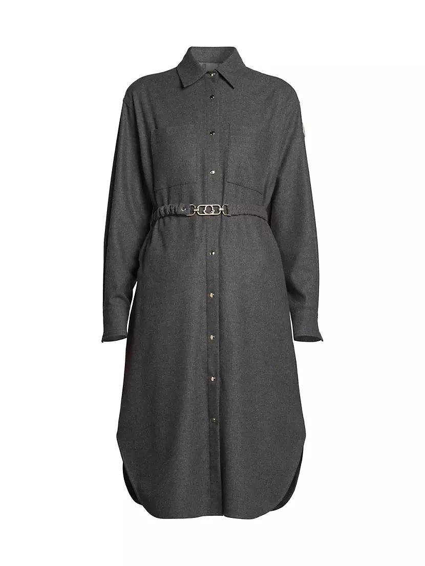 Flannel Shirt Dress with Removable Belt Product Image