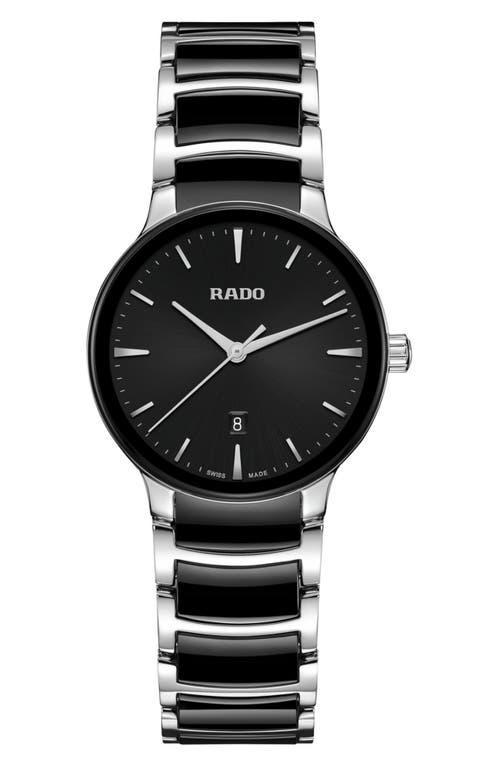 Rado Womens Swiss Centrix Black Ceramic & Stainless Steel Bracelet Watch 31mm Product Image