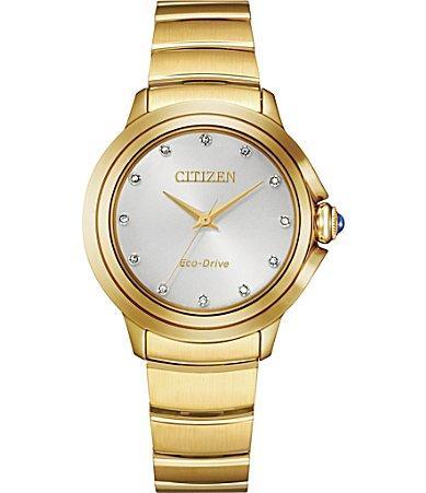 Citizen Eco-Drive Womens Ceci Two-Tone Stainless Steel Bracelet Watch - EM0956-54A Rose Tone Silver Product Image