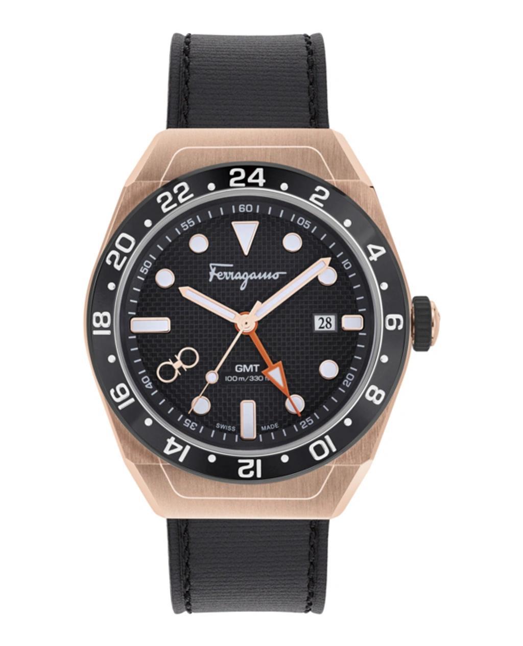 FERRAGAMO Slx Gmt Silicone Watch In Black Product Image