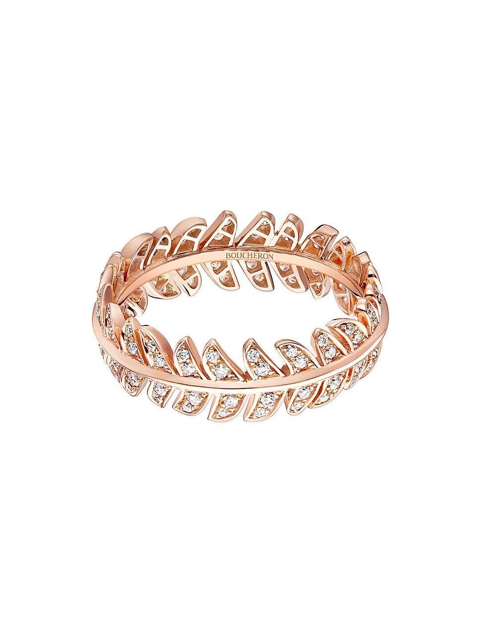 Womens Nature Triomphante Plume De Paon 18K Rose Gold & 0.34 TCW Diamond Feather Ring Product Image