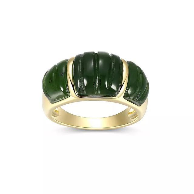 Dynasty Jade 18k Gold over Sterling Silver Carved Nephrite Jade Ring, Womens Gold Tone Product Image