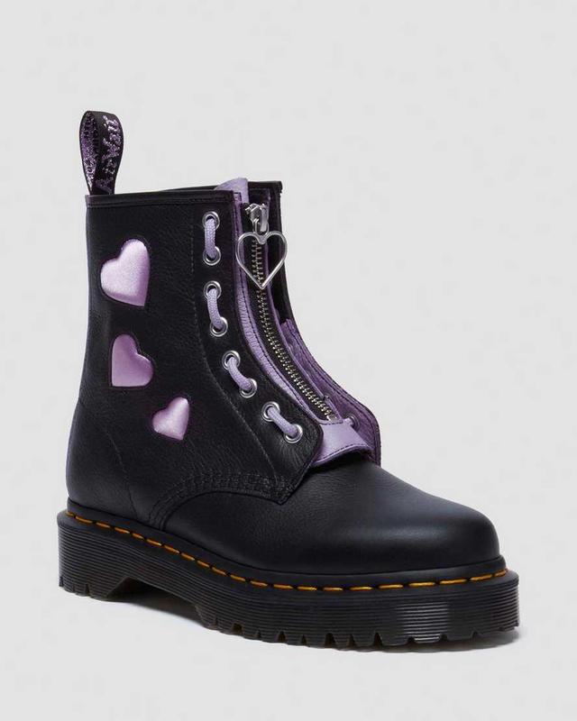 DR MARTENS 1460 Zip Heart Virgina Satin Lux Lace Up Boots Product Image