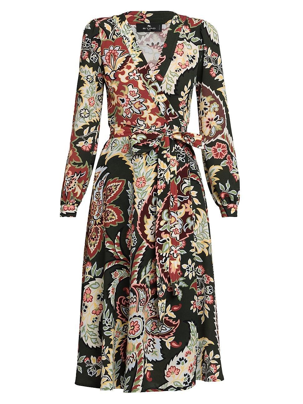 Womens Paisley Jersey Midi Wrap Dress Product Image