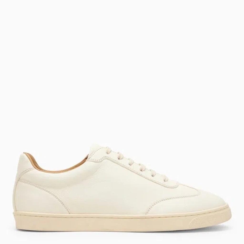 Men's White Leather Low Top Trainer For Ss24 Product Image