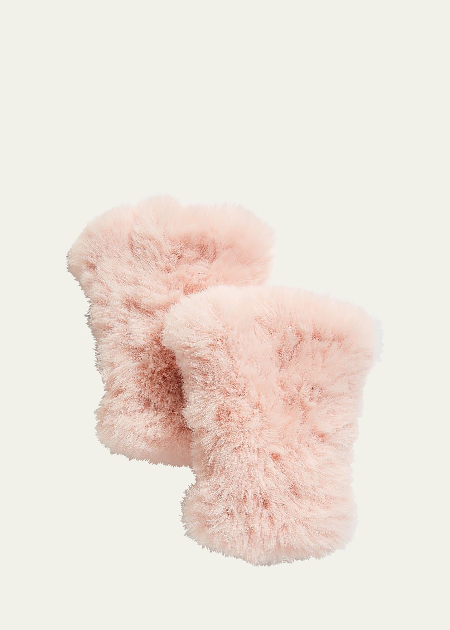 Faux Fur Knitted Fingerless Mittens Product Image