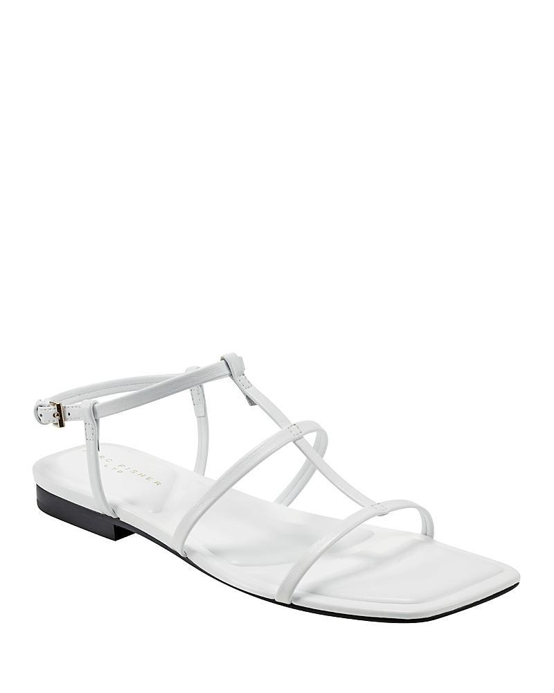 Leather T-Strap Flat Slingback Sandals Product Image