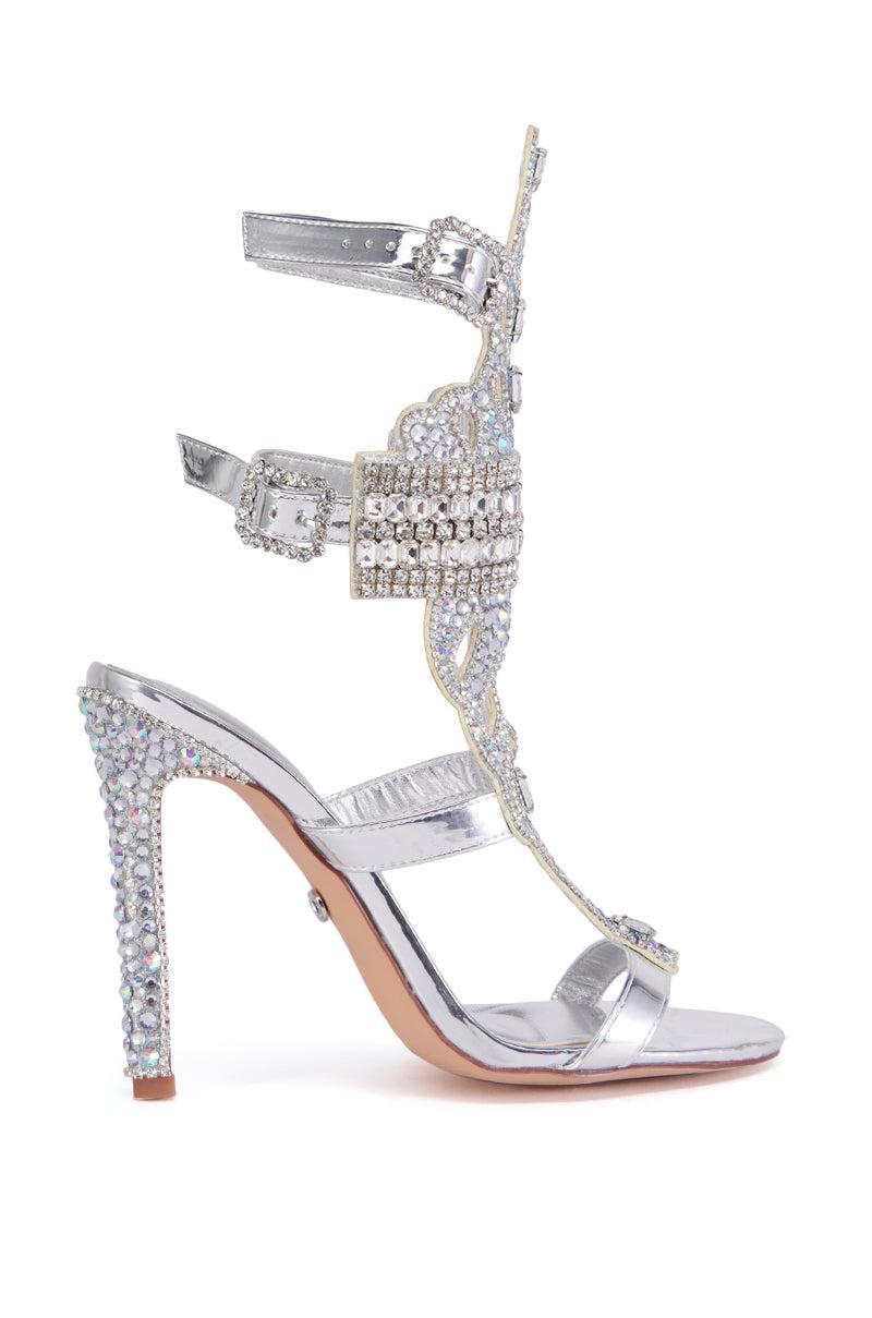 AZALEA WANG CIBRIAN SILVER GLADIATOR EMBELLISHED SANDAL Product Image