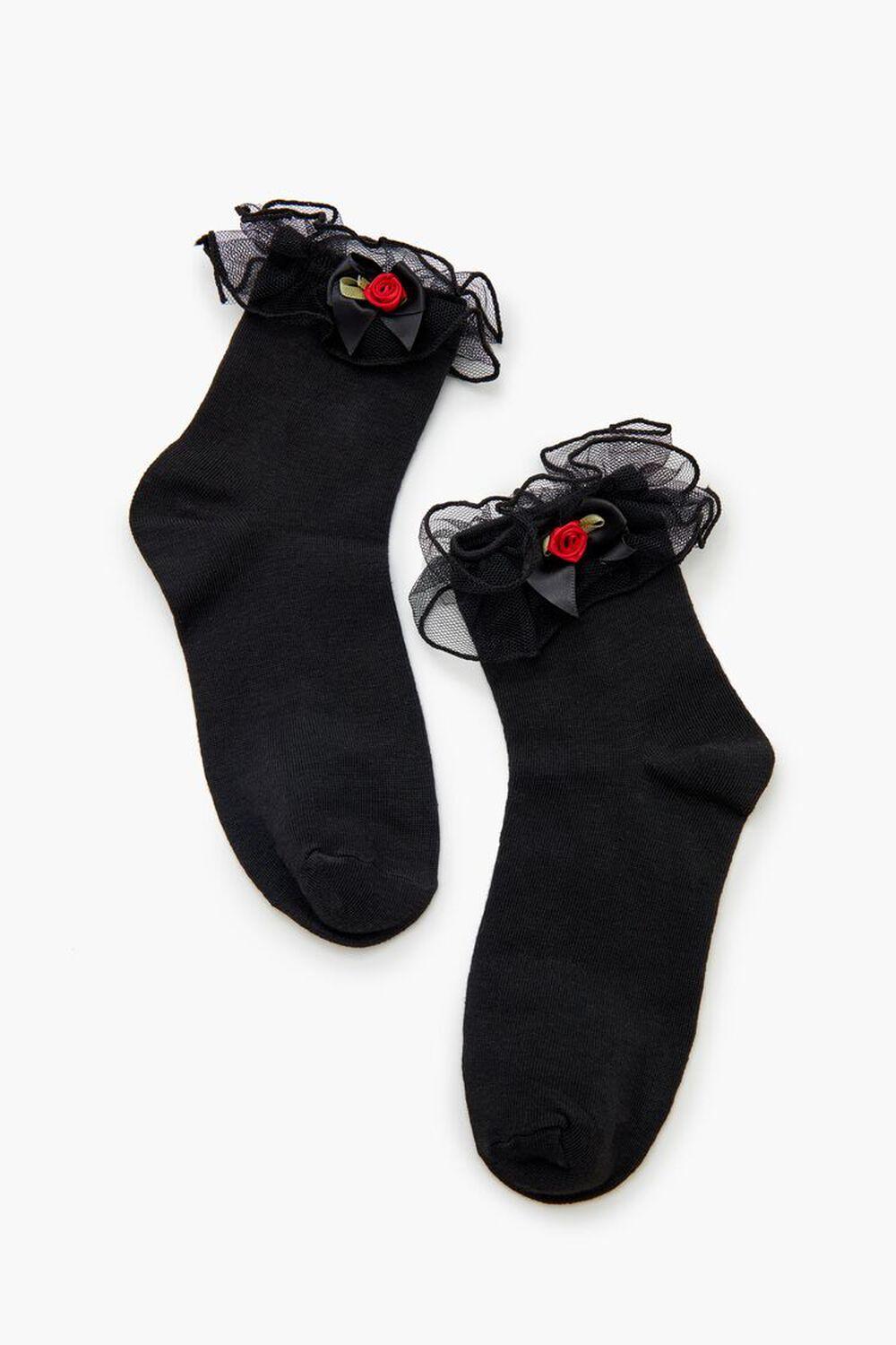 Rosette Ruffle-Trim Crew Socks | Forever 21 Product Image