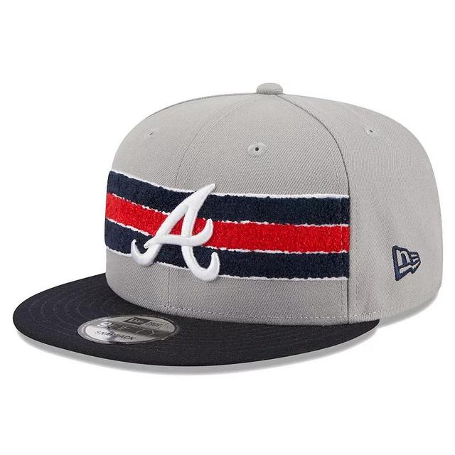 Mens New Era Gray/Navy Atlanta Braves Band 9FIFTY Snapback Hat Product Image