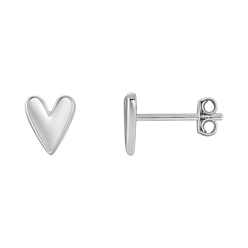 PRIMROSE Sterling Silver Polished Heart Stud Earrings, Womens, Silver Tone Product Image