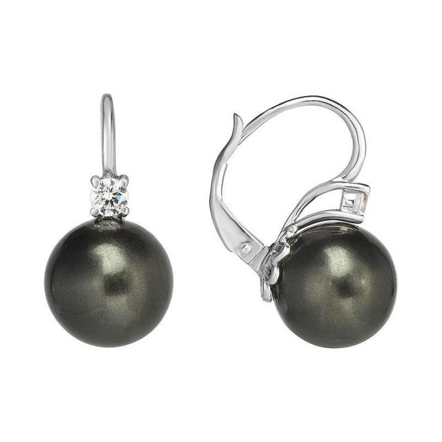 Sterling Silver Shell & Cubic Zirconia Drop Earrings, Womens, Grey Product Image