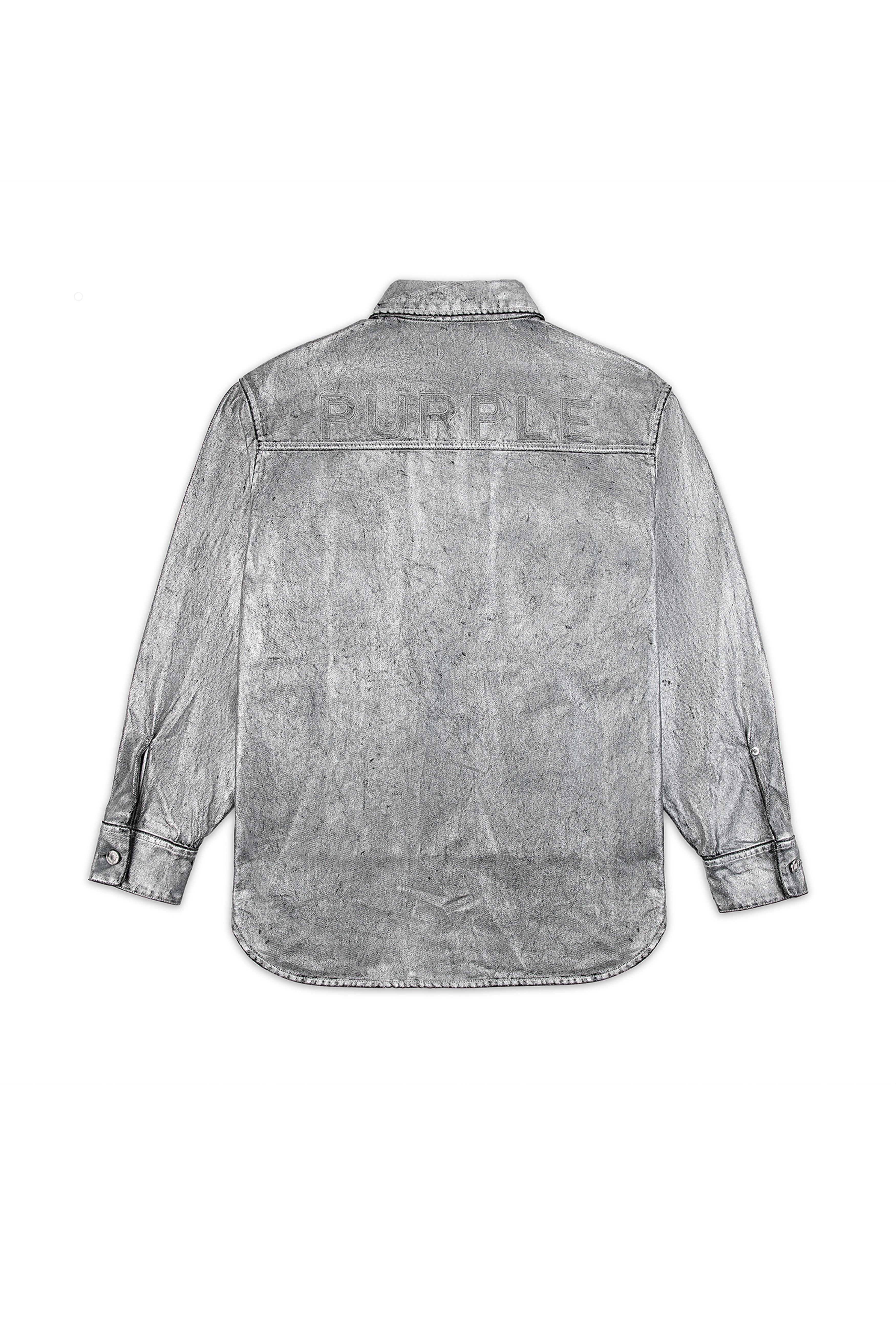 Oversized Silver Denim Shirt Male Product Image