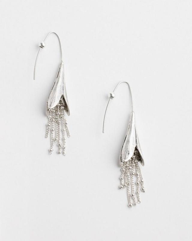 No Droop Silver Tone Floral Threader Earrings   Chico's - Silver - Women Product Image