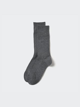 Mens Supima Cotton Wide Ribbed Socks Dark Gray US8-US11 UNIQLO US Product Image