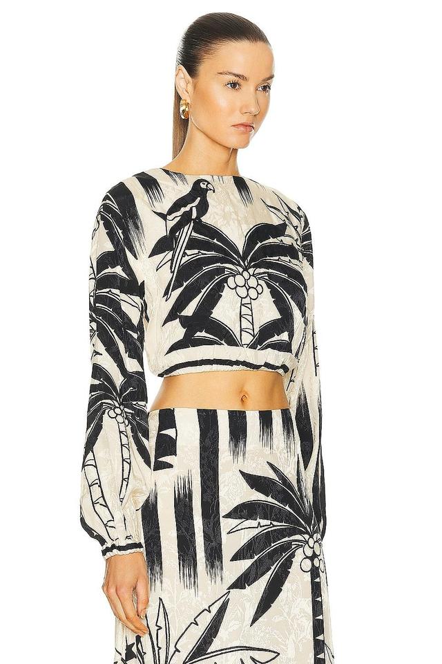 Johanna Ortiz - Desert Palms Jacquard Crop Top - Black/whiteModa Operandi Product Image