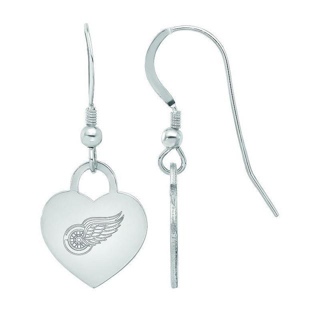 LogoArt Sterling Silver Detroit Red Wings Heart Drop Earrings, Womens Product Image