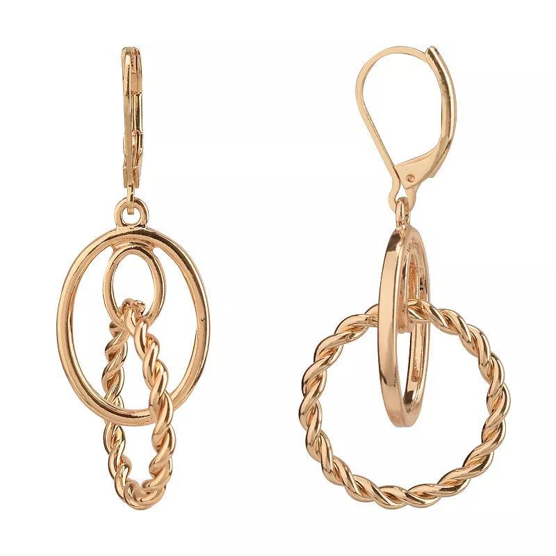 Gold Tone Interlocking Hoop Drop Earrings, Womens, None product image