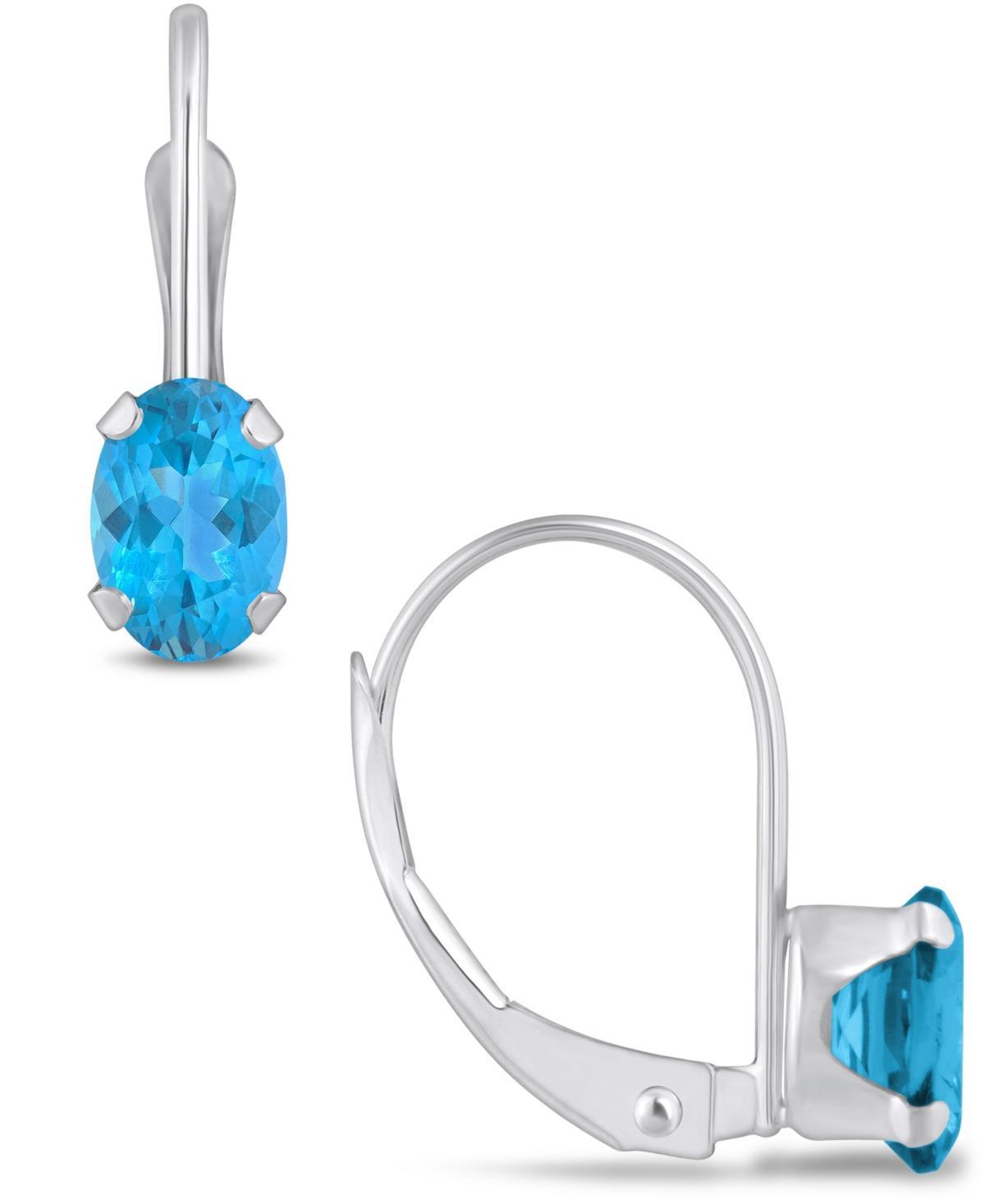 Macys Gemstone Leverback Earrings in 10K White Gold Product Image