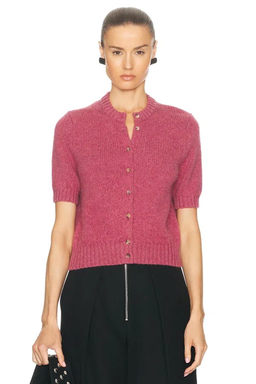 Nora Cropped Cashmere-blend Cardigan In 591 - Amaranth Product Image