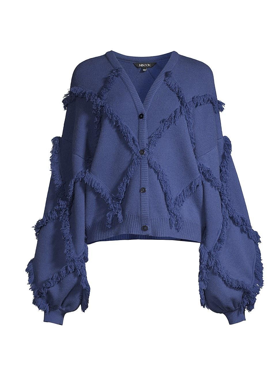 Misook Diamond Fringe Balloon Sleeve Cardigan Product Image